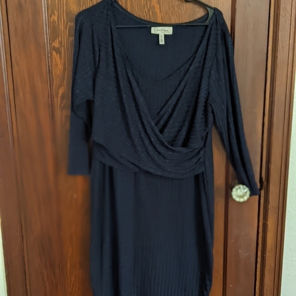 Jessica Simpson Maternity Dark Blue Ribbed Short Sleeve Mini Dress Size XL - Picture 1 of 8